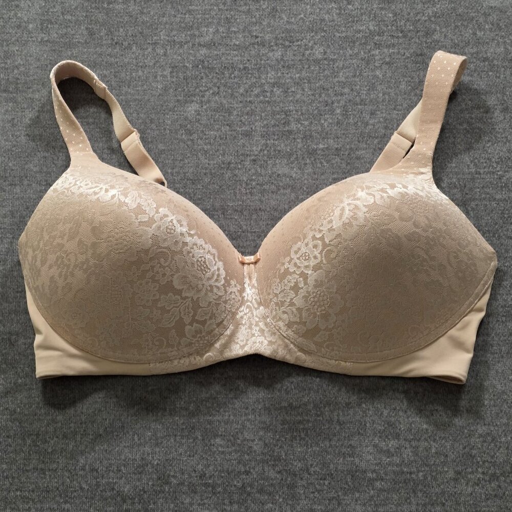 Vanity Fair 38DD Beige Full Figure Bra 71262 Wireless Adjustable Straps Padded - Picture 5 of 11